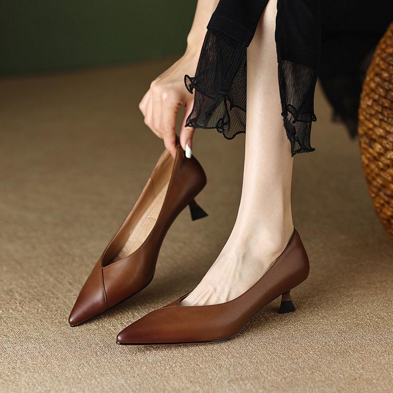 Retro With Medium Heels Women's Shoes Office Pointed Toe Ladies Pumps Quick Delivery Popular Chic and Elegant Spring Shoe Sale