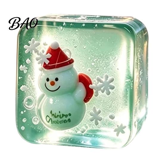 Stress Relief Cube Toy for Halloween Christmas, Anxiety Reduction Ice Squeeze Toy, Slow Rising Clear Sensory Holiday Gift Elastic TPR