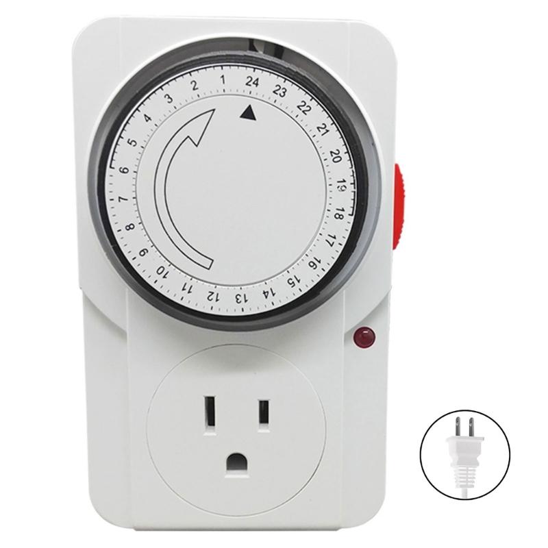 24 Hour Cyclic Timer Switches Programmable Mechanical Timer Universal Timing Socket for Aquariums, Grow Light Enduring