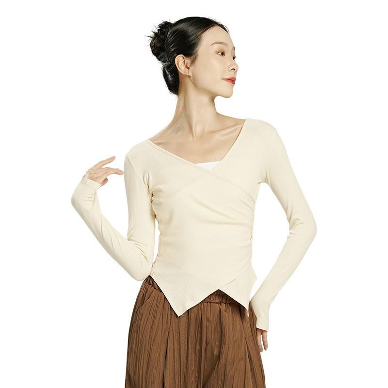 Dámský zeštíhlující top na tanec a jógu - Moderní, klasické a čínské taneční cvičební oblečení