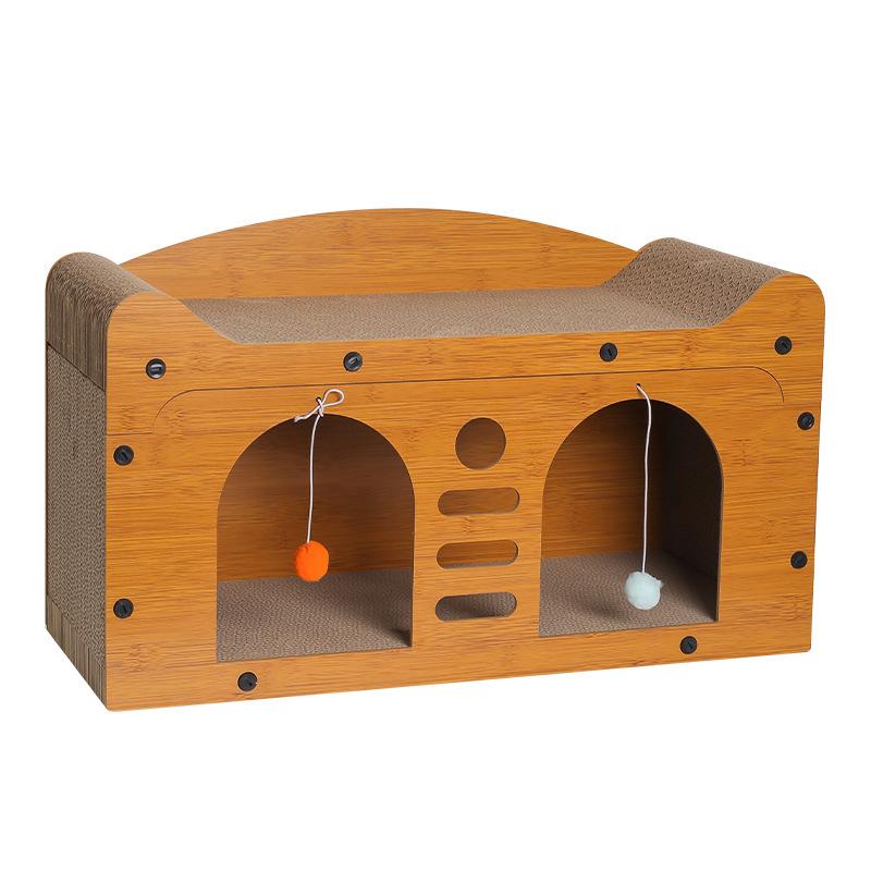 Vertical Cat Scratching Post and Bed - Wear-Resistant, All-Season Cat Claw Board & Winter Cat House with Toy