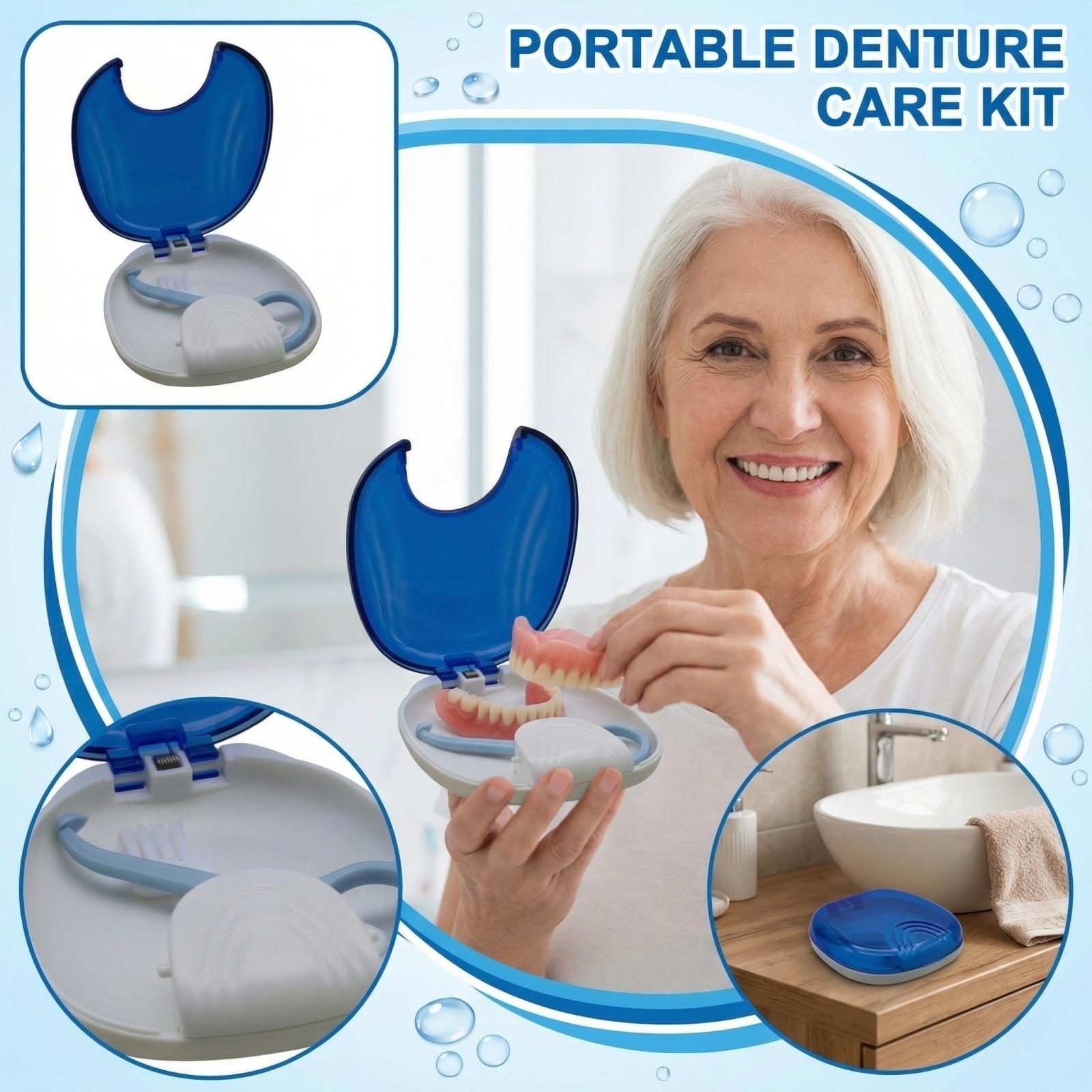 

Portable Denture Cleaning Case Denture Cleaner Storage Box with Lid Compact Design for Travel and Home Use