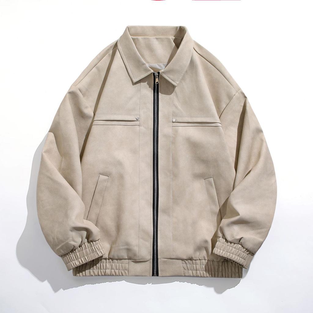 PU Leather American Retro Jacket for Men In Autumn and Winter New Cotton Thickened Lapel Casual Versatile Jacket
