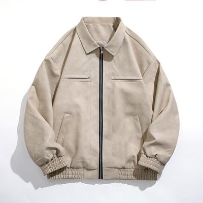 PU Leather American Retro Jacket for Men In Autumn and Winter New Cotton Thickened Lapel Casual Versatile Jacket