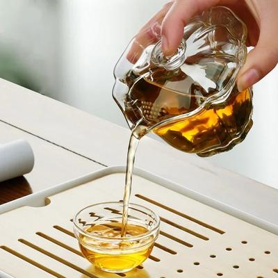 Şeffaf Cam Çay Tureen Isıya Dayanıklı Tropikal Filtre Ağ Deliği Kung Fu Çay Yapma Aletleri Ev Tipi İçme Kupaları