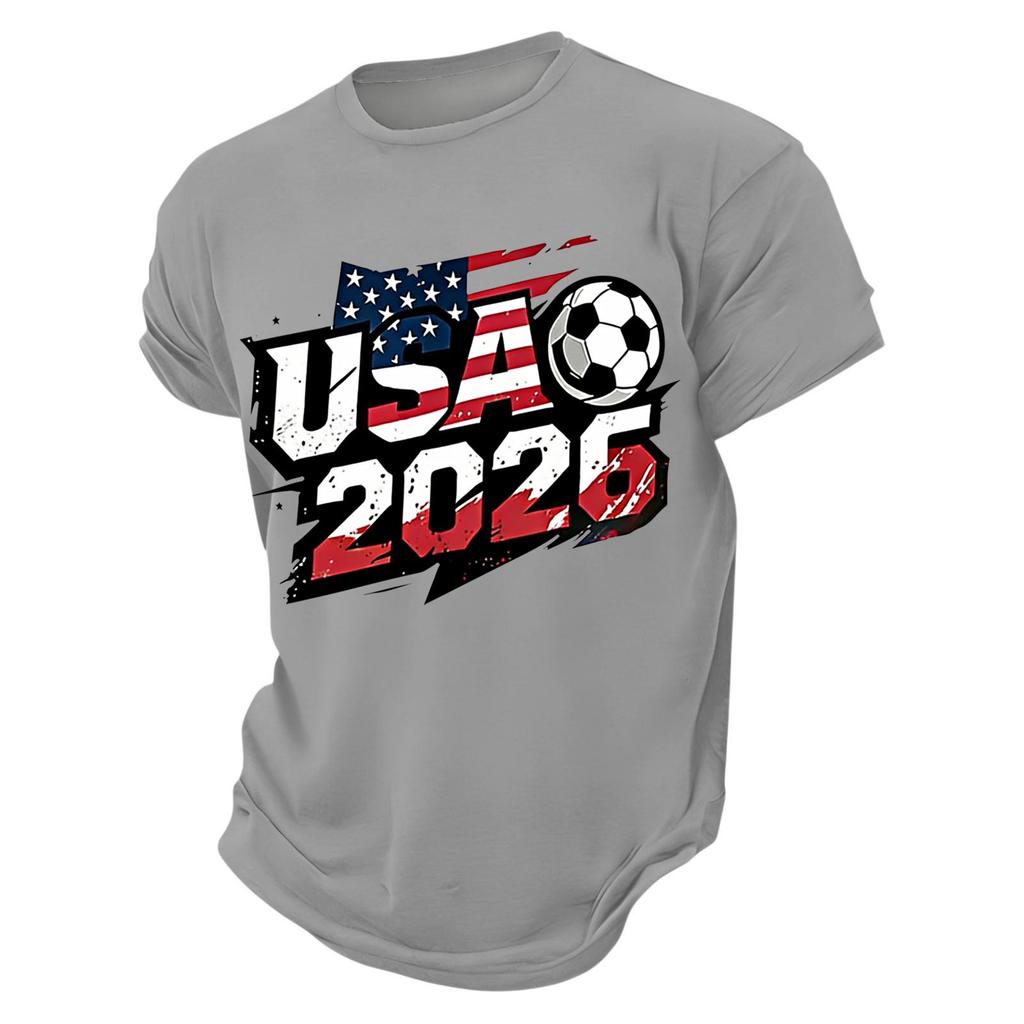 T-shirt da Uomo a Maniche Corte Girocollo Grafica Calcio USA 2026 Casual Vestibilità Larga Top per l'Uso Quotidiano