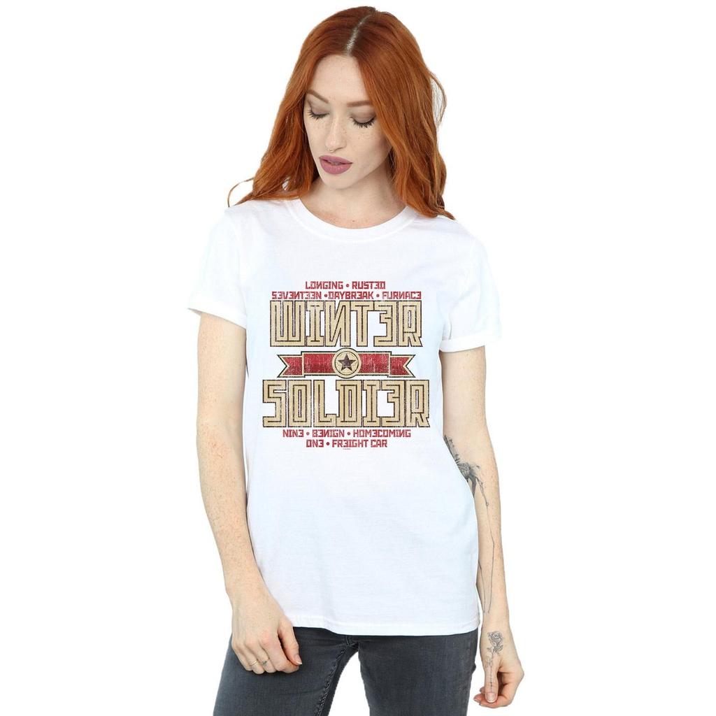 Marvel Womens/Ladies Winter Soldier Trigger Badge Cotton Boyfriend T-Shirt