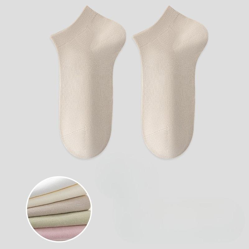 Women's Summer Thin Cotton Pure Color Mesh Breathable Sweat Absorption Deodorant Boneless Socks
