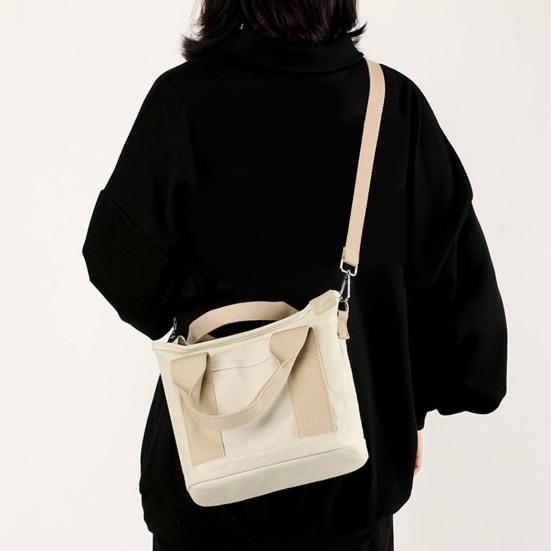 Canvas Crossbody Bag Adjustable Shoulder Straps Large Capacity Laptop Messenger Bag Portable Commuter Bag