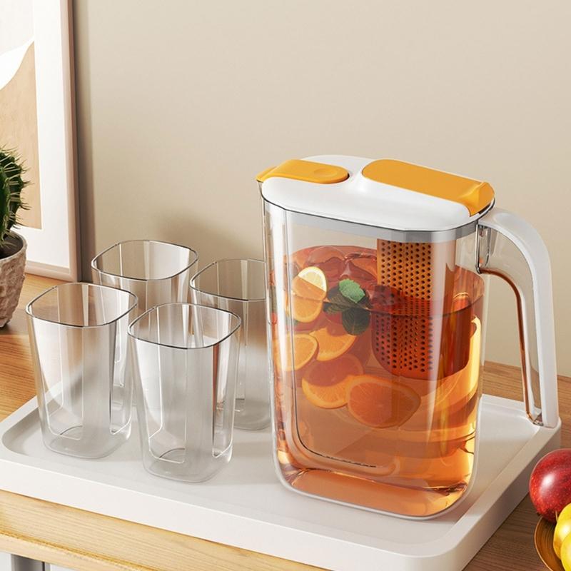 Convenient Water Kettle with Filter Cold Kettles Large Capacity Fruit Teapots Bucket Plastic Material Suitable for Travel