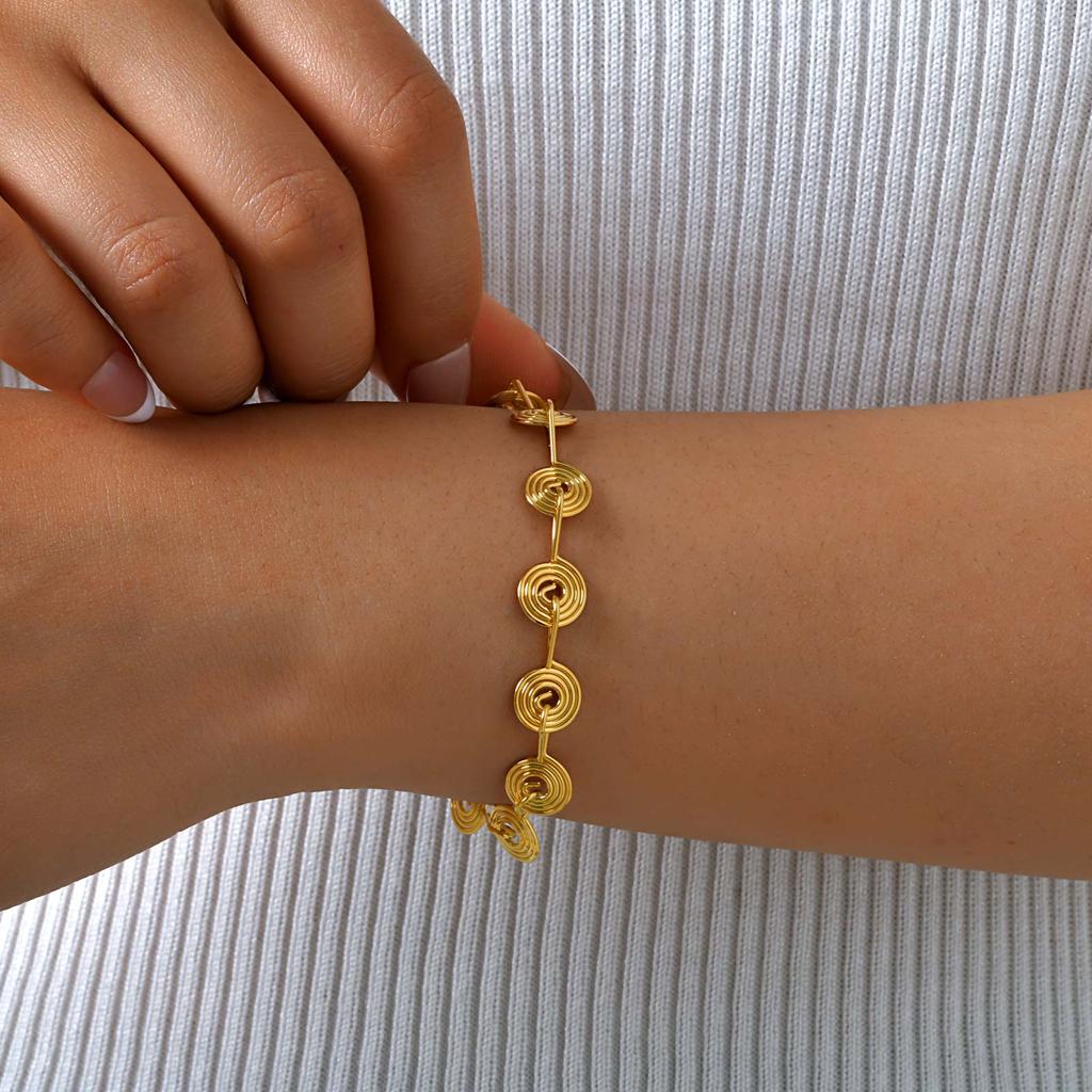 Geometric Spiral Bracelet,Gold Color Women's Stainless Steel Bracelets,Unique Jewelry Gifts