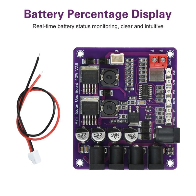 403S 40W Small Router Uninterruptible Power Supply Borad Battery Charging Board Supports 4 Channel Output Protective