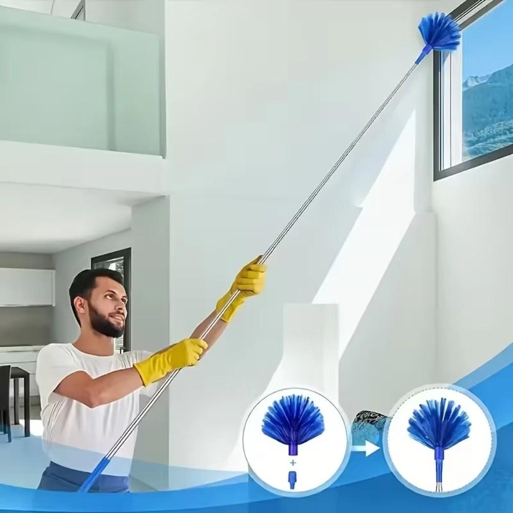 Stainless Steel Cobweb Duster Dense Bristles High Reach Duster Ceiling Duster Household Cleaning