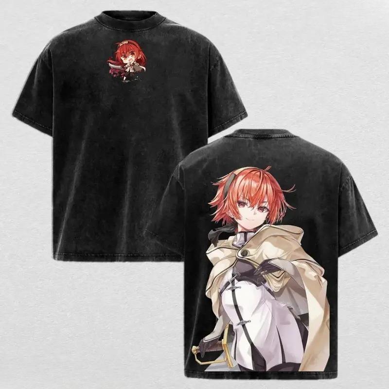 Hot Anime Mushoku Tensei Roxy Graphic Tee Men Women Loose Clothing Washed Cotton Tshirt Casual T-shirt Harajuku Vintage T Shirt