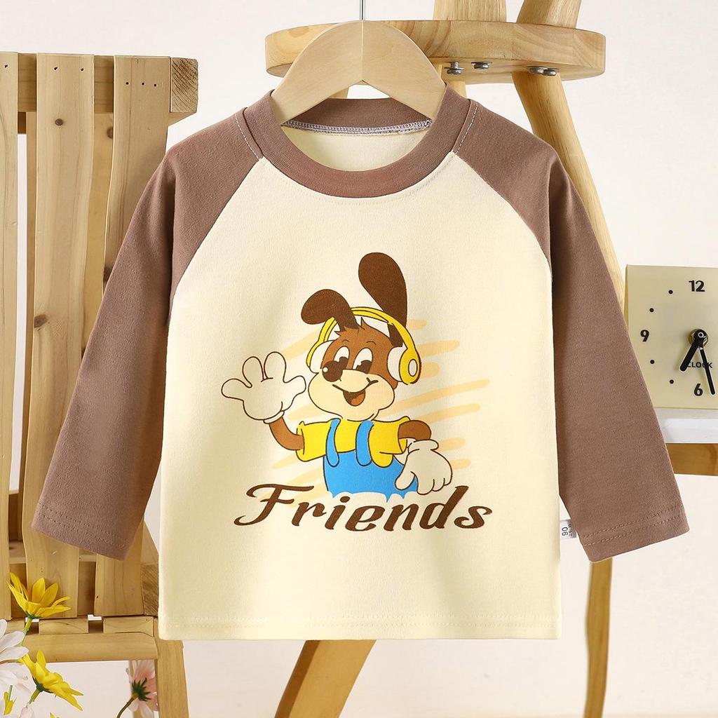 2026 Summer Children O-Neck Long Sleeve T-Shirt Kids Spring Cartoon Cotton Top for Girl Boy