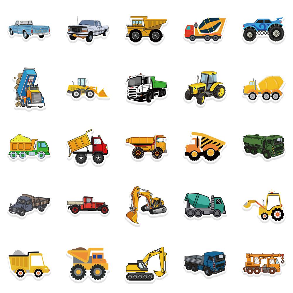 10/30/50pcs Funny Cartoon Transport Vehicle Truck Stickers Decal DIY Motorcycle Suitcase Helmet Laptop Cute Graffiti Sticker Toy