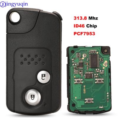 Jingyuqin 313.8Mhz Chip ID46 Pcf7953 2 Przyciski Zdalny Kluczyk Samochodowy Dla Honda CRV 2012 2013 Crosstour 2010 Uchwyt Kluczyk Smart