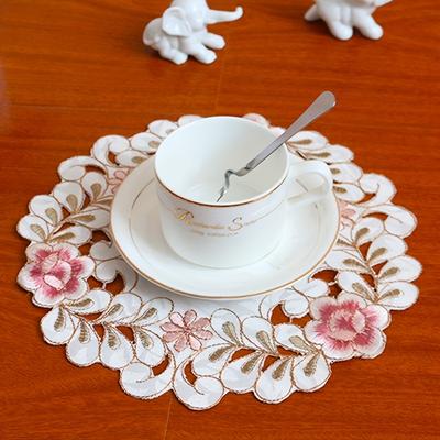 1Pc Flower Embroidered Dining Mat, Coaster, Coaster Table Mat, Kitchen Utensils, Vintage Decorative Napkins