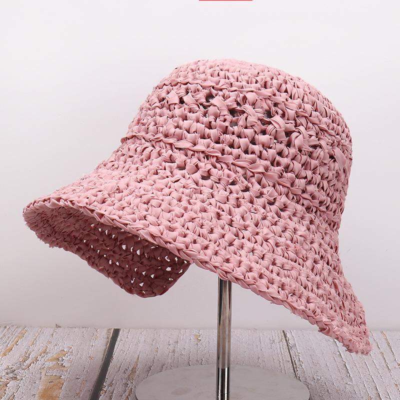 Foldable sun hat beach hat summer straw weaving women's small fresh sun protection hat outdoor travel vacation bucket hat