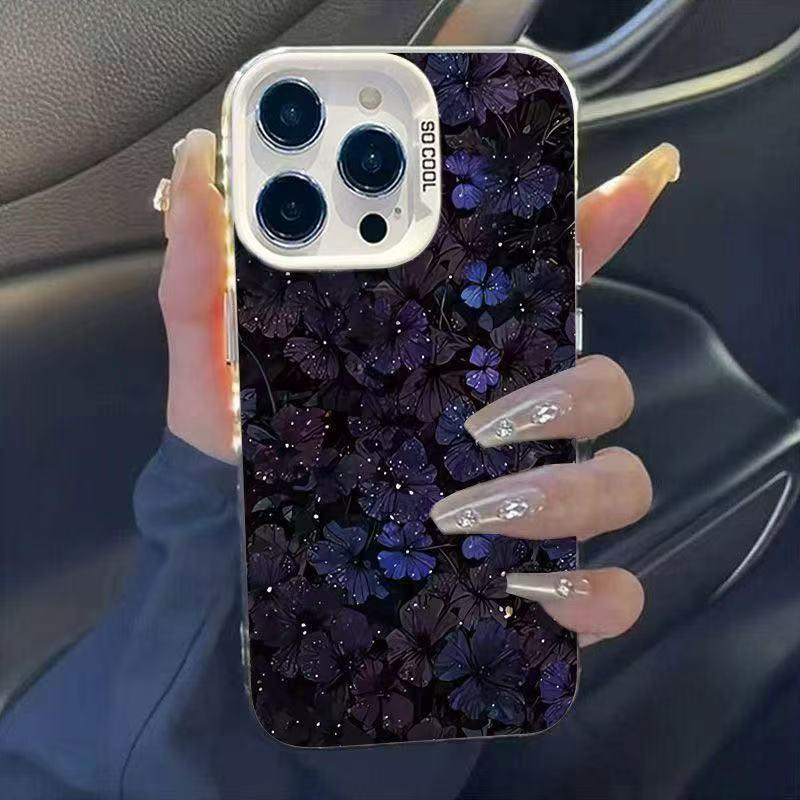 

Фиолетовый цветок на темном фоне Чехол для iPhone 16 Pro Max/15 Pro/14/13/12 iPhone 17 Air