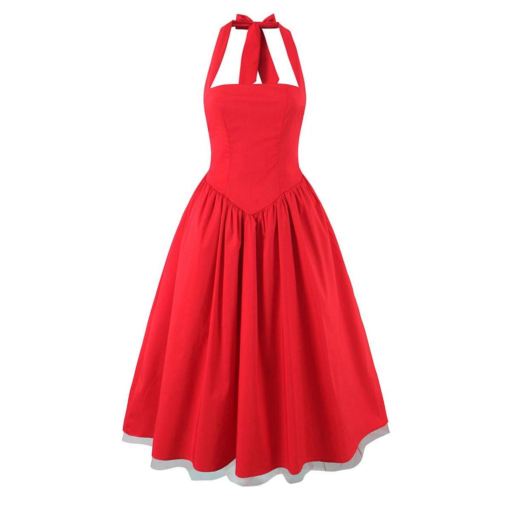 2025 European-Style Women's Autumn Halter Mesh Dress