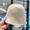 Hand crocheted bucket hat women's versatile wool bucket hat autumn and winter thermal basin hat