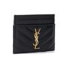 SAINT LAURENT YSL CASSANDRE metal logo quilted surface stitch grain embossed cowhide leather card holder card bag regular female black