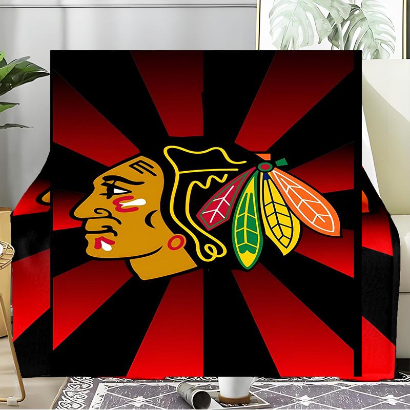 Chicago Hockey Decke Flanell Überwurf für Sofa, Innenbereich, Camping, Wohnzimmer, Büro, Stuhl und Bett Weiches Geburtstagsgeschenk