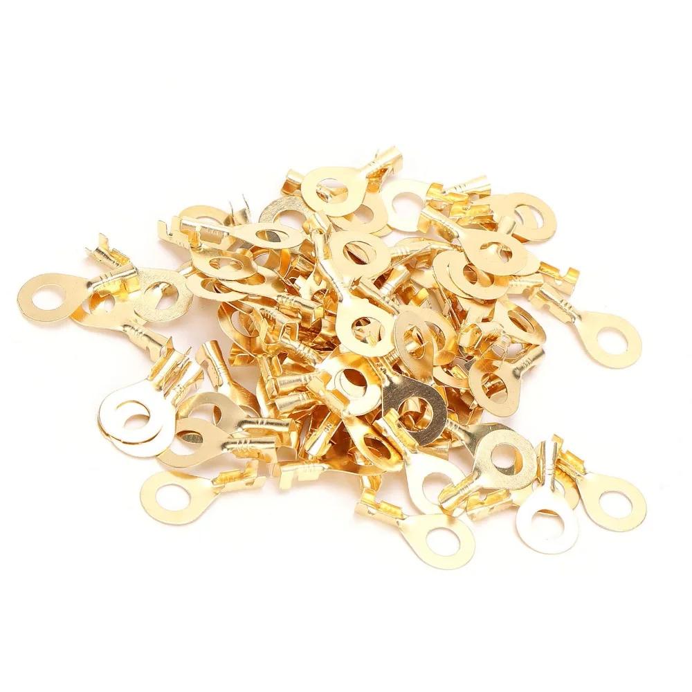 100Pcs M6 6.2mm Lug Ring Terminal Brass Sturdy Structure Eye Terminal Brass Eyelet Ring Terminal Low-frequency Working
