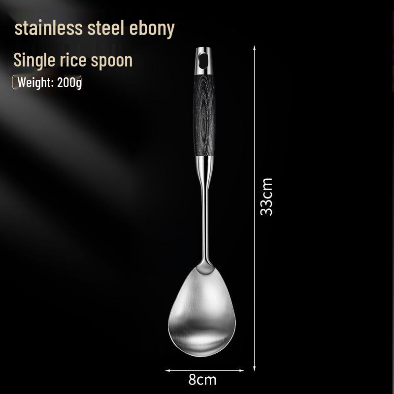 316 Stainless Steel Rosewood Kitchen Utensil Set: Thickened Slotted Spoon, Soup Spoon, Stir-Fry Spatula