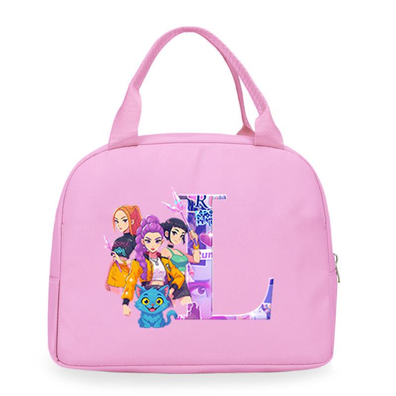 Trend Kpop Anime Cartoon Peripheral 26 Letter Printing Bento Bag Commuter Portable Lunch Box Bag