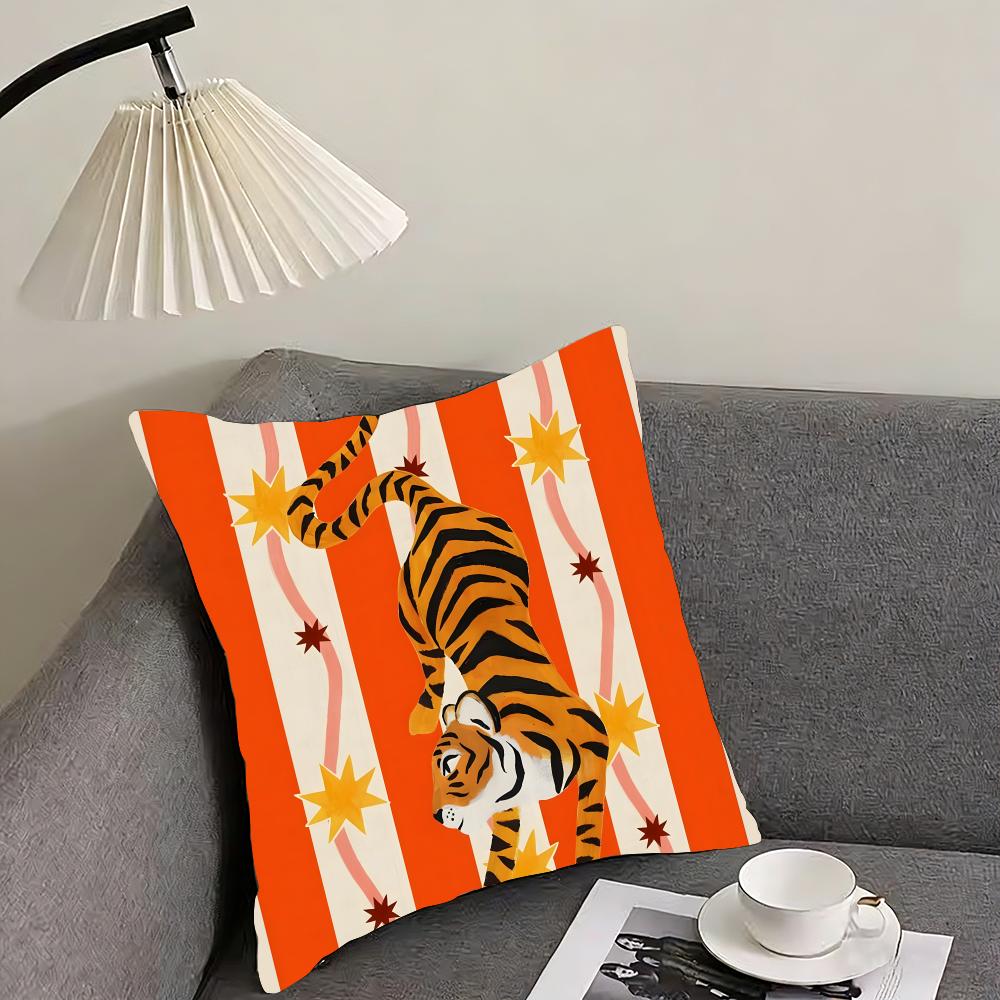 Animal Style Tiger Fashion Cushion Cover Pillowcase Ultra Soft Skin Friendly Fabric Cloud Like Comfort  Concealed Zipper