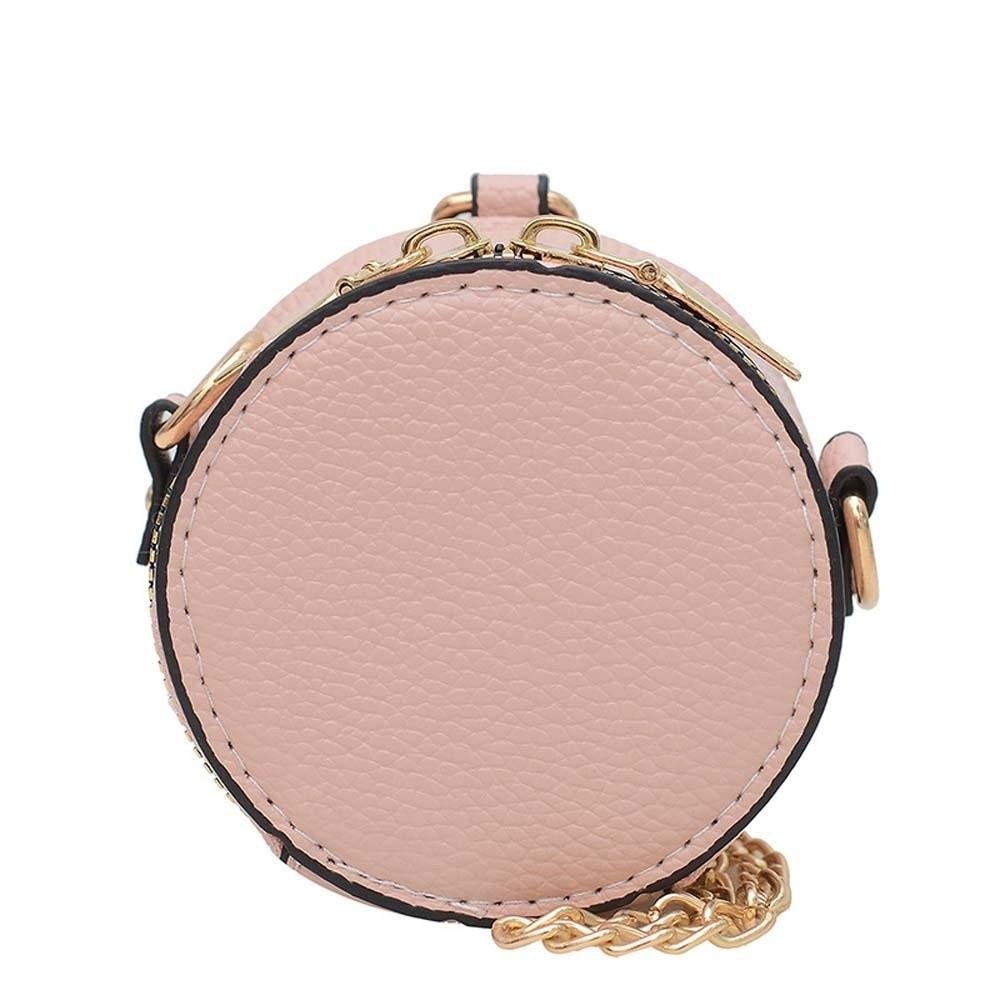

Elegant Chain Small Round Pouch Mini Vintage Lipstick Hanging Neck Bag PU Leather Solid Color Detachable Coin Purse Students