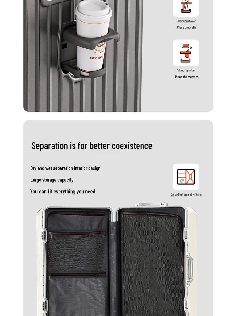 28-Inch Sturdy, Large Capacity, Multifunctional Travel Suitcase with Explosion-Proof Double Layer