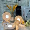 Round Wooden LED Light Base Multicolor LED Light Art Display Base Rechargeable Lamp Holder  Cafes