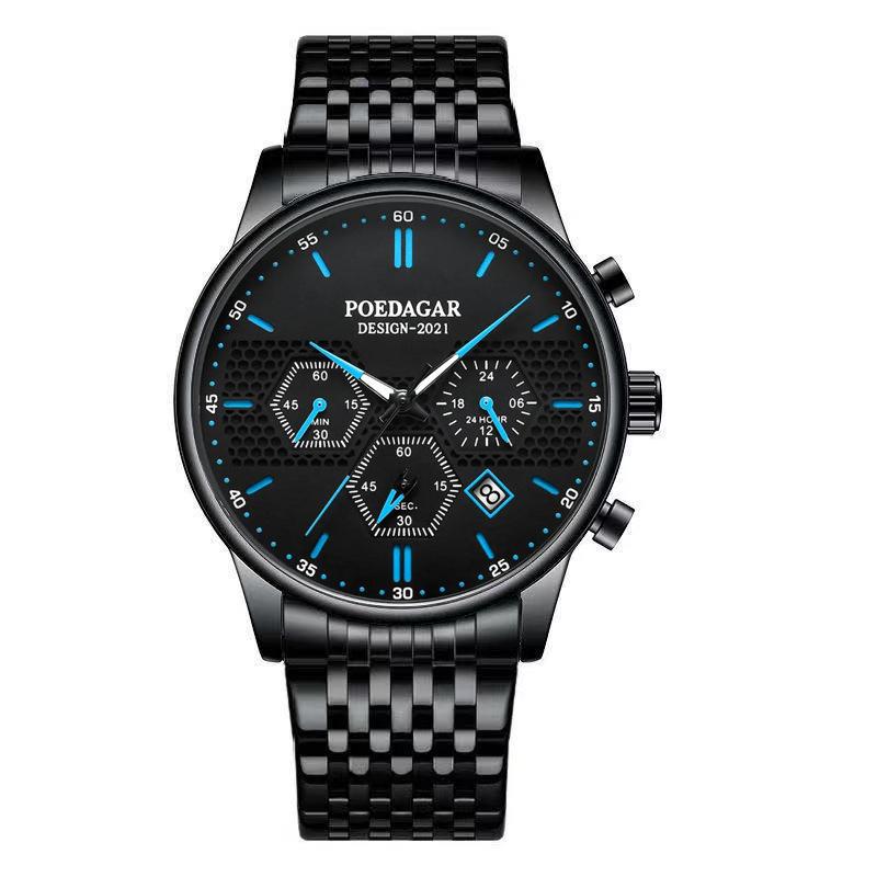 

POEDAGAR Новые роскошные мужские часы с коробкой, многофункциональные водонепроницаемые светящиеся мужские кварцевые часы