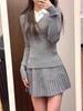 Korean Academy Style Women's Patchwork Knit Sweater: Slimming, Flattering Long-Sleeve Two-Piece for Autumn/Winter.