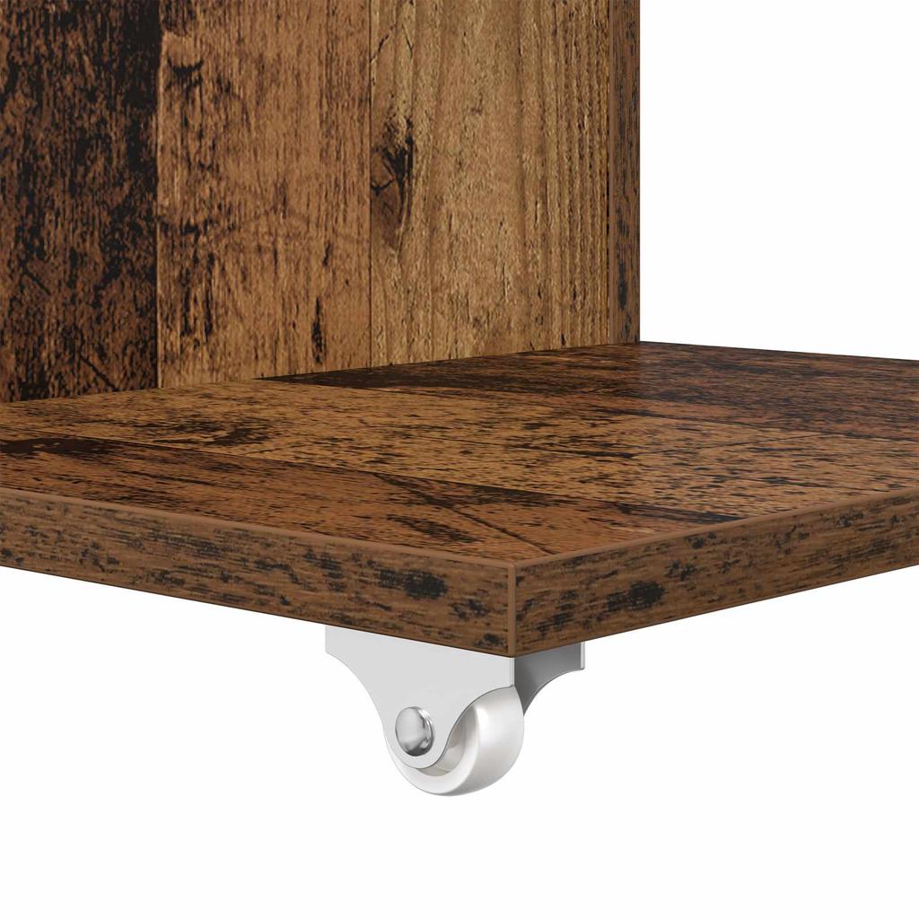 Side Table with Wheels Reclaimed Wood Look 40 x 35 x 60 cm Engineered Wood
