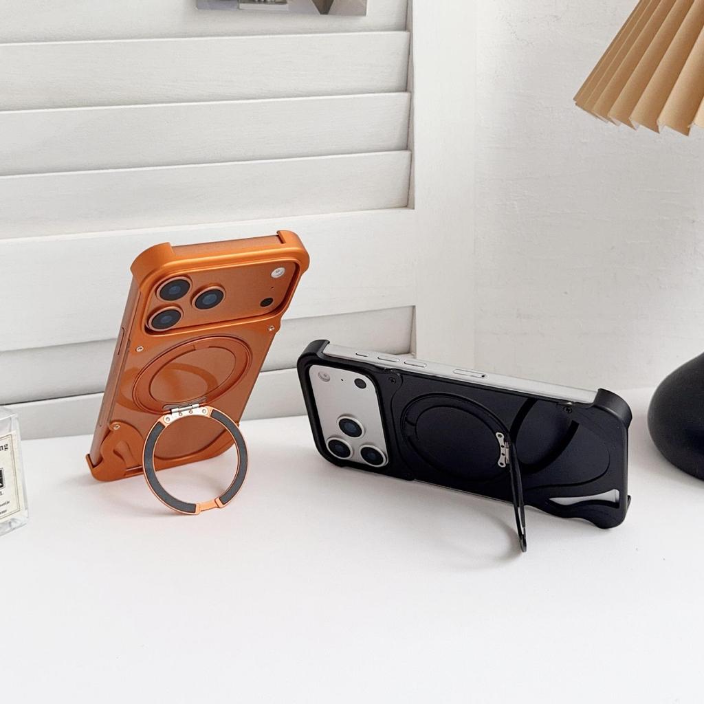 Original Color Metal Magnetic Rotating Bracket Case for Apple 17 Pro Max - Drop-Proof & Borderless Design