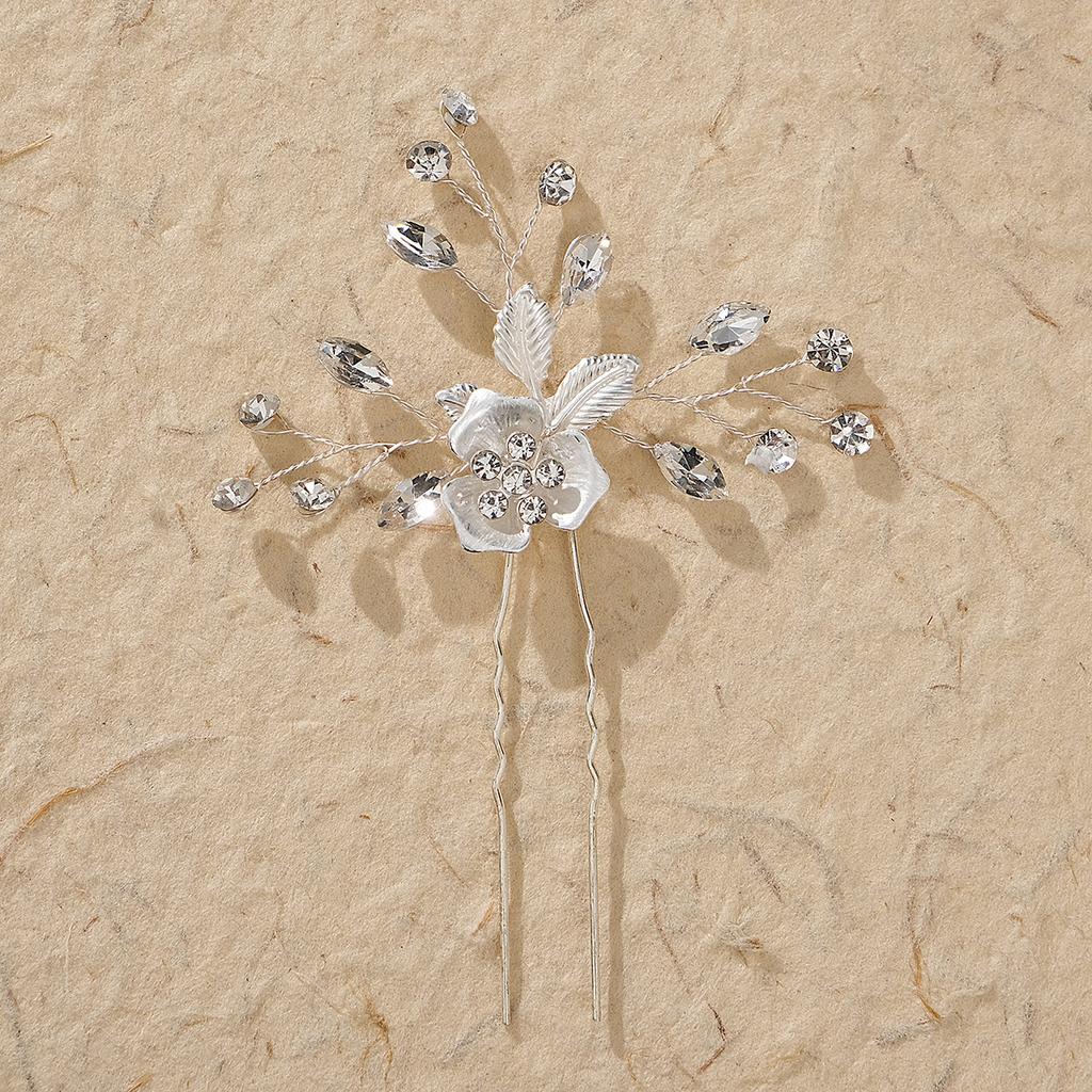 Bridal Jewelry High-end Handmade Pearl Crystal Hairpin Wedding Banquet Hairpin Headdress Silver Pin for Women