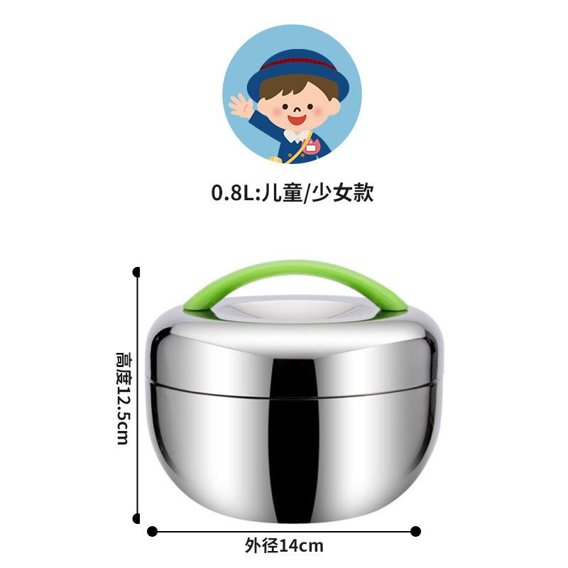 

Portable Stainless Thermo Insulated Thermals Food Container Bento Round Lunch Box SCVD889