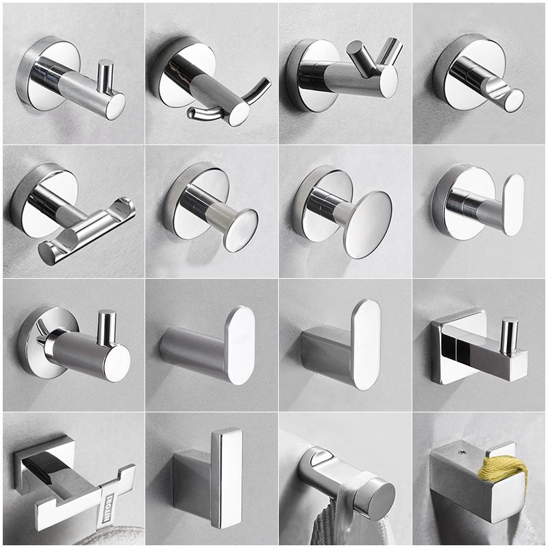 304 Stainless Steel Wall-Mounted Clothes Hook for Bathroom and Entrance - Single Hook for Coats, Hats, and Clothing