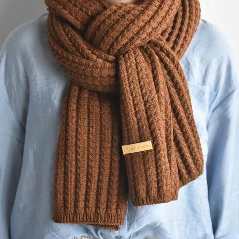 Red Christmas tree knitted scarf female autumn and winter warm versatile student couple Christmas gift green wool scarf