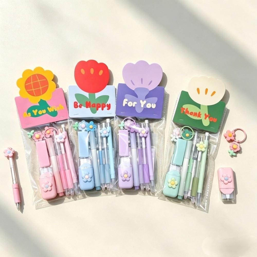 Dreamy Flower Stationery Set 8-in-1 Ballpoint Pen Multi-functional Clip  Gift Prize