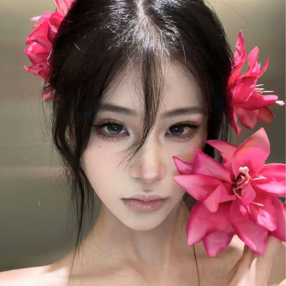 Seaside Holiday Style Lily Flower Hair Clip Sweet Flower Hairpin Elegent Barrettes  Girls