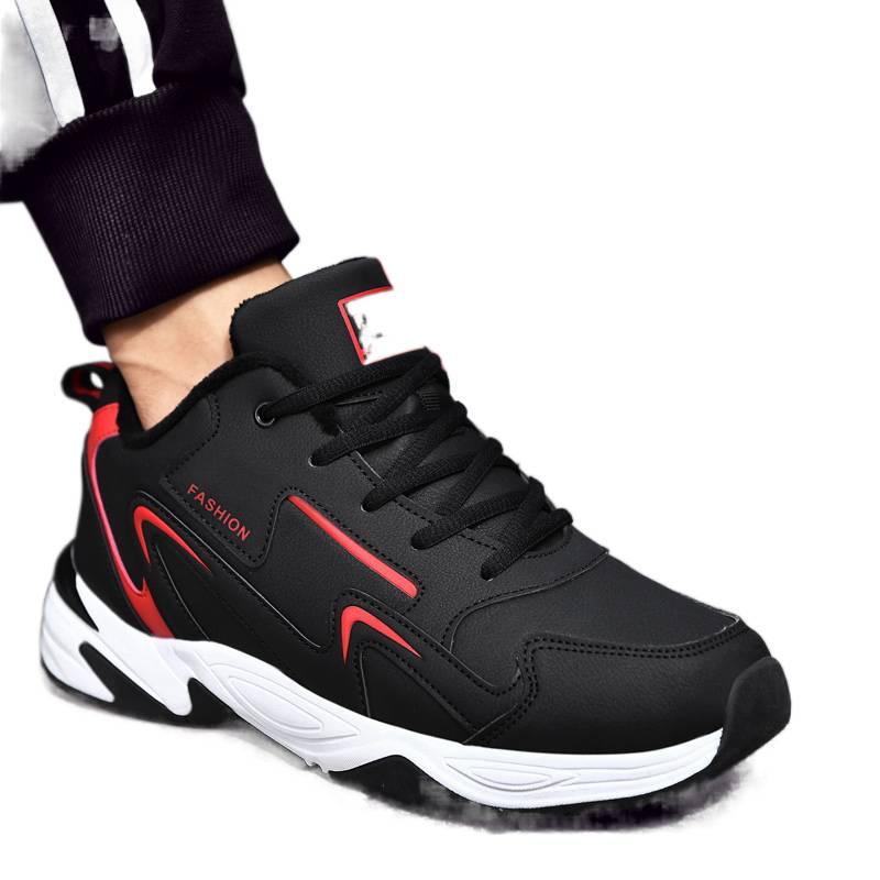Winter velvet cotton shoes leather travel shoes large size shoes sports warm running shoes
