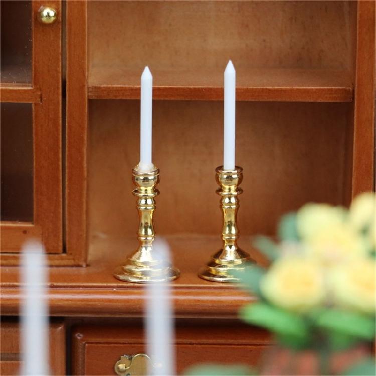 2Pcs Dollhouse Miniature Candlesticks Handheld Candlestick Holder Dollhouse