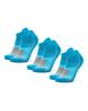 DANISH ENDURANCE Low-Cut Running Socks, Anti-Blister, Men's and Women's, 3 Pairs, Caribbean Blue, Sizes 25.0 Cm - 28.0 Cm