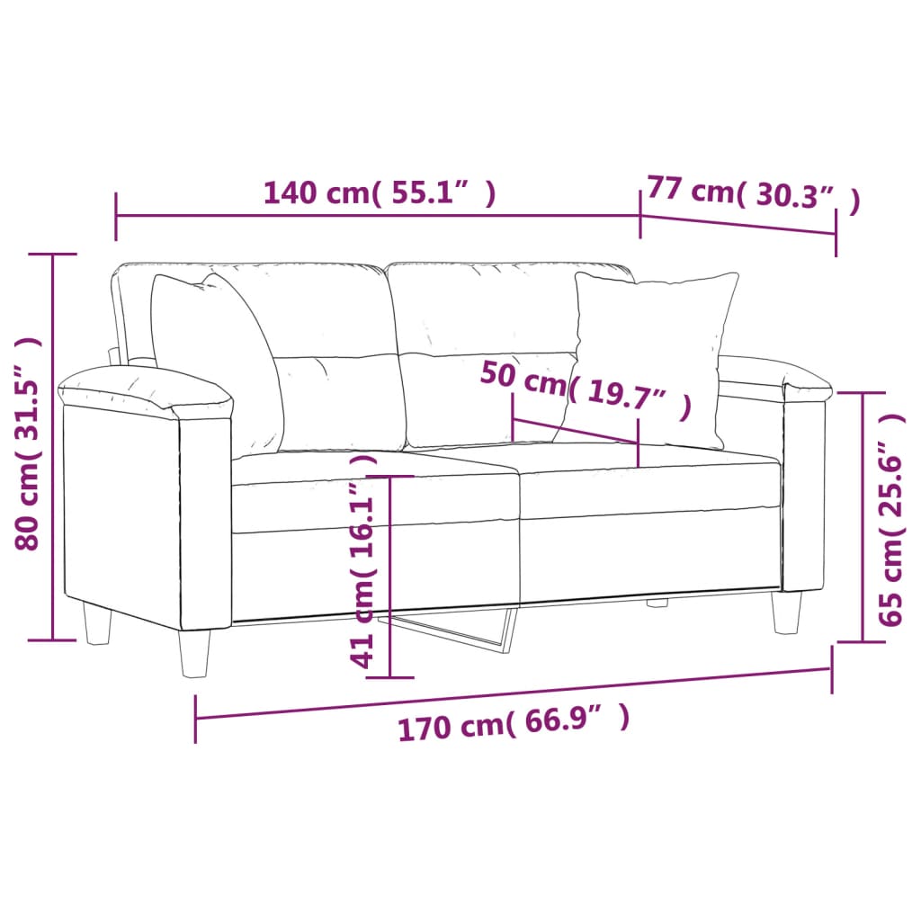 Vidaxl 2-Osobowa Sofa Z Poduszkami, Kolor Taupe, 140 Cm, Mikrofibra
