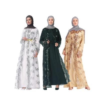 Plus Size Cardigan Hollow Sequin Out Arab Chiffon Cape Dress with Scarf Set  Long Loose Abaya Casual Womens Open Robe Party